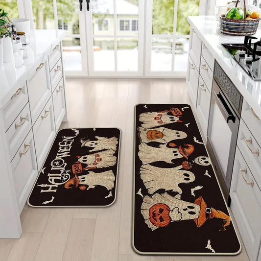 Halloween Rug Set – 2PCS Non-Slip Decorative Mats for Kitchen & Home