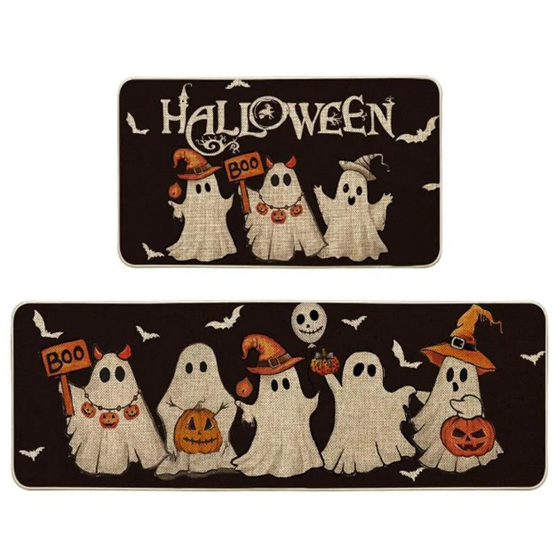 Halloween Rug Set – 2PCS Non-Slip Decorative Mats for Kitchen & Home