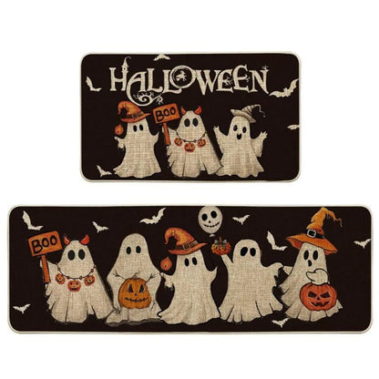 Halloween Rug Set – 2PCS Non-Slip Decorative Mats for Kitchen & Home