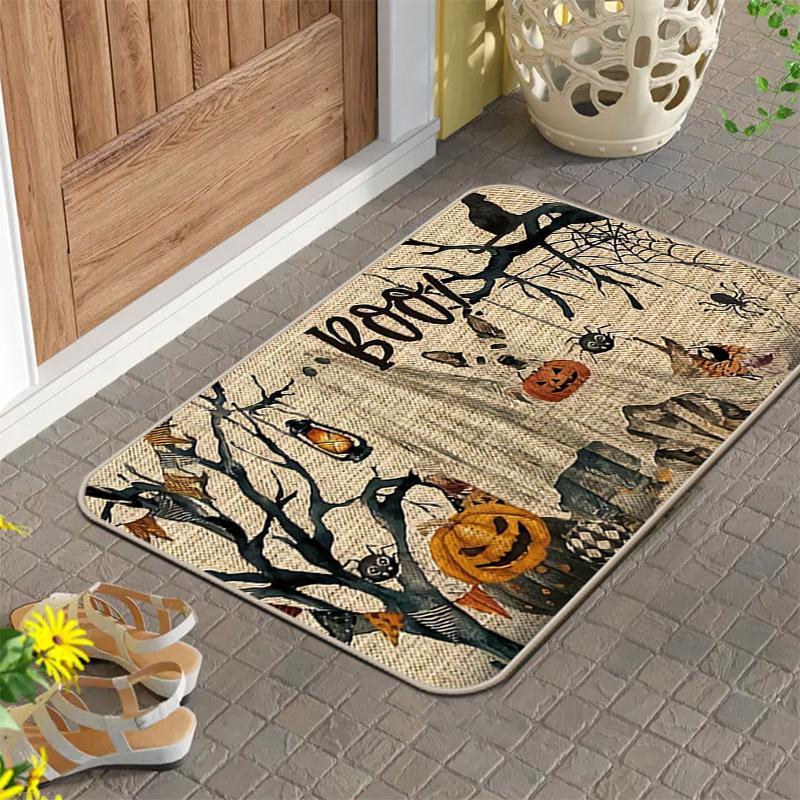 Halloween Rug Set – 2PCS Non-Slip Decorative Mats for Kitchen & Home