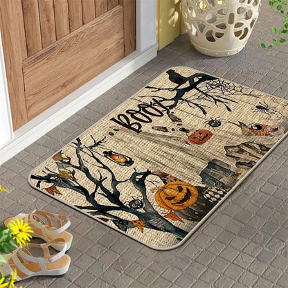 Halloween Rug Set – 2PCS Non-Slip Decorative Mats for Kitchen & Home