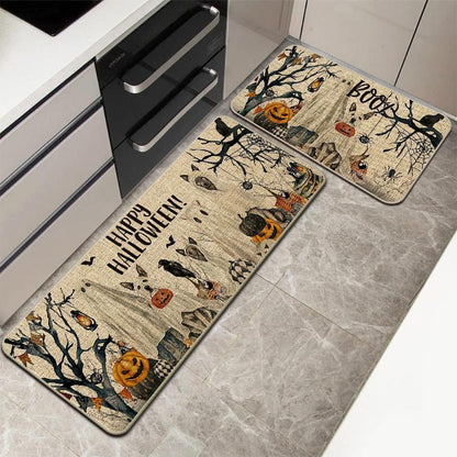 Halloween Rug Set – 2PCS Non-Slip Decorative Mats for Kitchen & Home