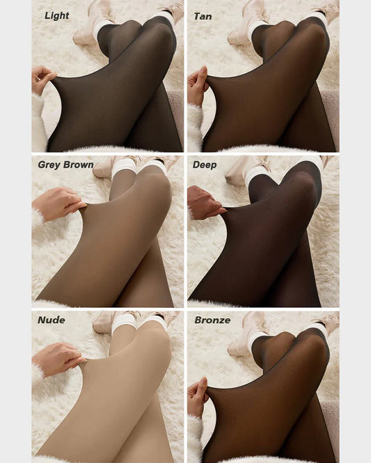 Semi-Transparent Single Seam Fleece Lined Tights